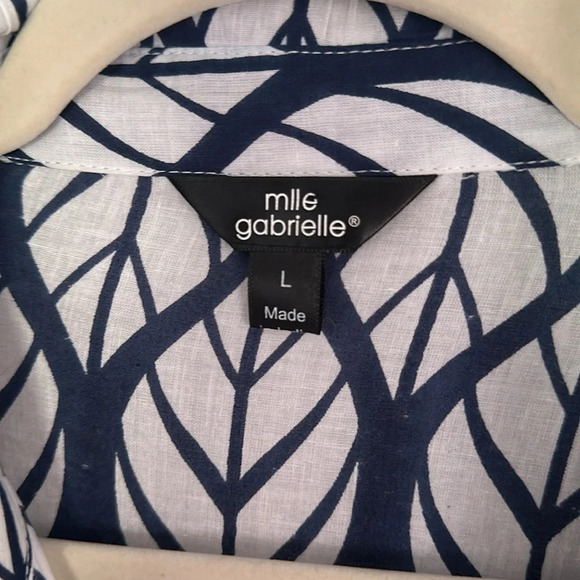 MLLE GABRIELLE Cotton Hand Print Leaf Dress EUC L - Picture 3 of 5
